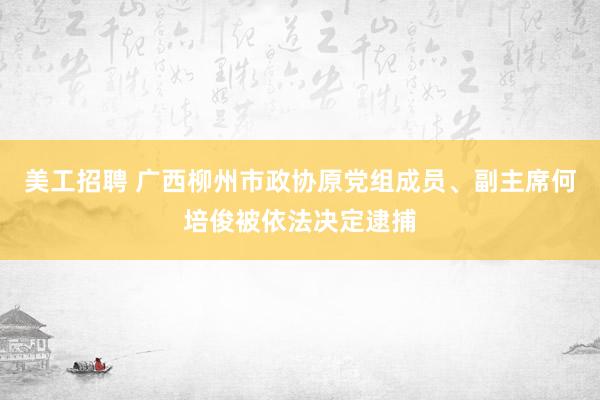 美工招聘 广西柳州市政协原党组成员、副主席何培俊被依法决定逮捕